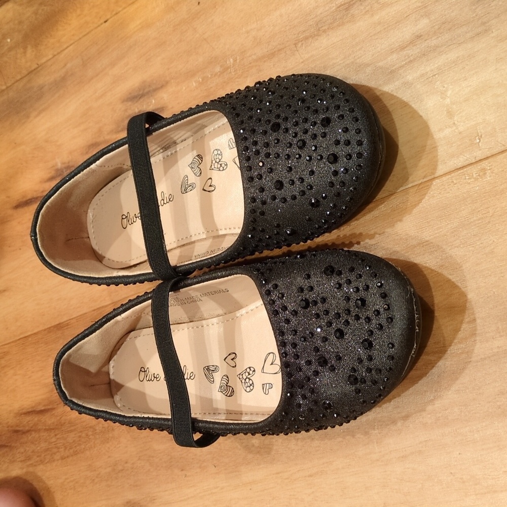 Olive & Edie Black Sparkle Dress Party Pageant Shoes Girls Toodler Size 11